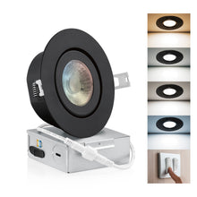 Load image into Gallery viewer, QPlus 4 Inch Airtight Dimmable 4CS Recessed LED Slim Gimbal Black | Recessed Light | Pot Lights