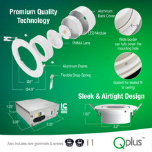 Load image into Gallery viewer, QPlus 4 Inch Airtight Gimbal LED Recessed Pot Light with the Metal Junction Box, 10W, 750LM, 4CCT(3000K/4000K/5000K/6500K) Color Changeable from the Wall Swtich, Dimmable, Energy Star Certified, ETL Listed, IC-Rated, Wet Rated, 5 Year Warranty