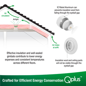 QPLUS 4 pulgadas Gimbal Empotrable Ajustable Multi Color Temperatura LED Pot Light (Temperatura de color cambiable por el interruptor de pared) 