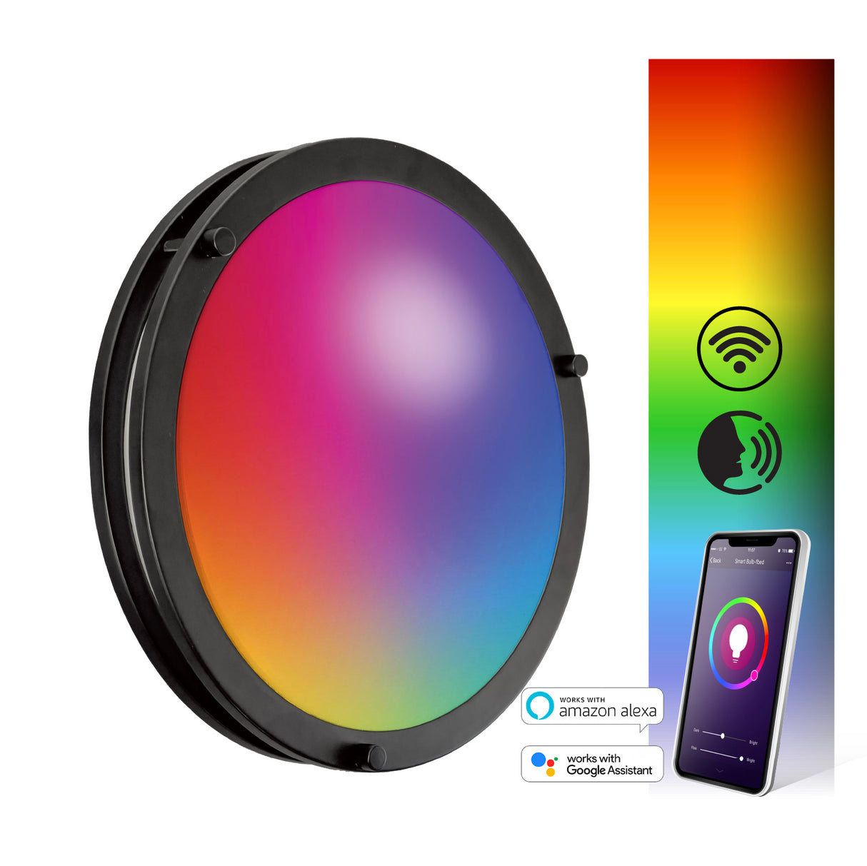 Qplus 12 Inch Smart LED Flush Mount Ceiling Light, Double Ring, WiFi-No Hub, RGB 16 Million Colors & Tunable White (2700K-6500K)15 Watts 1250LM, Works with Alexa & Google Assistant