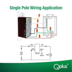 QPlus 3Way Smart Wifi Dimmer Switch - cUL & FCC Certified (Digital Circuit) with Wall Plate