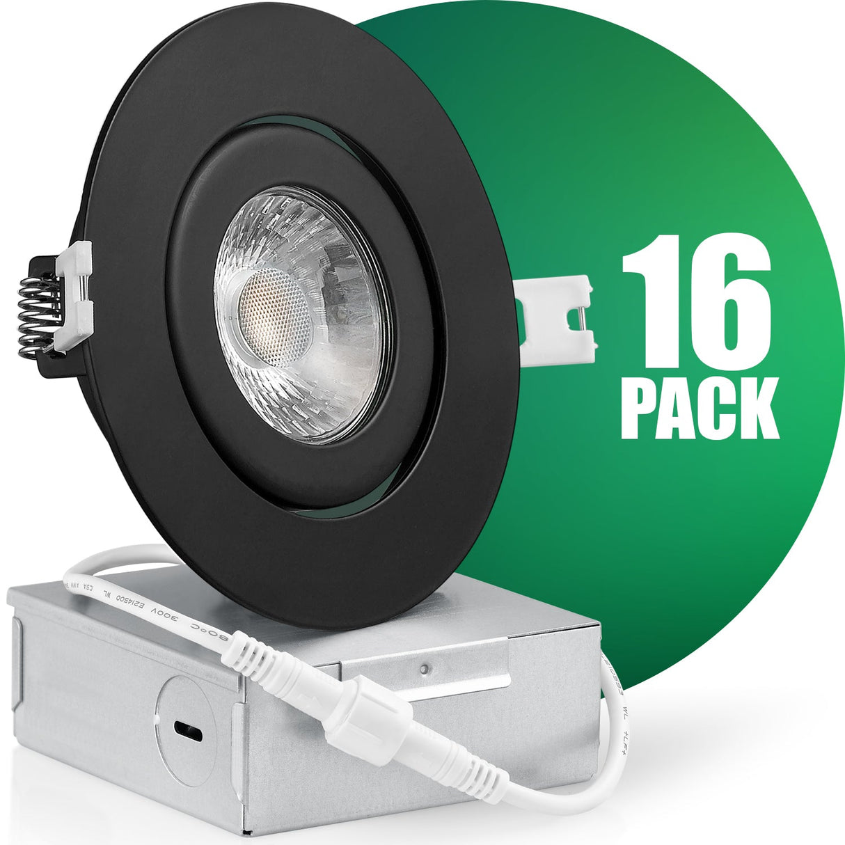 QPlus Luz LED empotrable Gimbal de 4 pulgadas con caja de conexiones de metal, 10 W, 750 lm, CCT único, regulable, certificación Energy Star, certificación ETL, clasificación IC, ubicación húmeda, 5 años de garantía 
