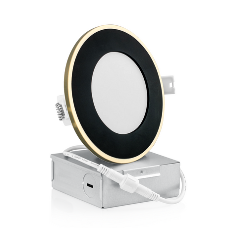 QPlus 4 Inch Slim Recessed LED  Pot Lights Black-Gold | recessed ceiling lights | led recessed lighting