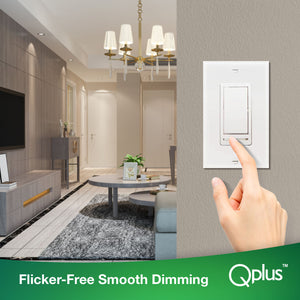 QPlus Universal Dimmer Switch 3 Way and Single-Pole - cUL & FCC Certified