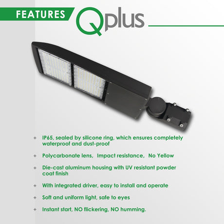 QPlus LED Estacionamiento Caja de zapatos Luminaria para poste Luz blanca de día 5000K en 240W y 300W