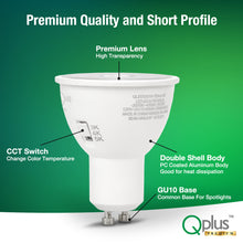 Load image into Gallery viewer, QPlus GU10 LED Track Light Bulb, 7W, 500LM, 3CCT(3000K/4000K/5000K), Beam Angle 90°, Dimmable, Energy Star Certified, UL Listed, 3 Year Warranty