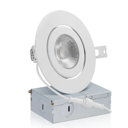 QPlus Luz LED empotrable Gimbal de 4 pulgadas con caja de conexiones de metal, 10 W, 750 lm, CCT único, regulable, certificación Energy Star, certificación ETL, clasificación IC, ubicación húmeda, 5 años de garantía 