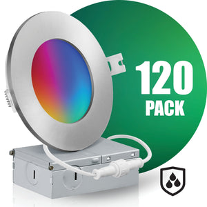 4 Inch Smart Recessed LED Lighting, Slim, WiFi-No Hub, RGB 16 Million Colors & Tunable White (2700K-6500K), Wet Rated, Works with Alexa & Google Assistant