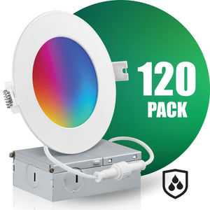 4 Inch Smart Recessed LED Lighting, Slim, WiFi-No Hub, RGB 16 Million Colors & Tunable White (2700K-6500K), Wet Rated, Works with Alexa & Google Assistant