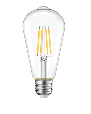 QPlus ST19 Filament LED Light Bulb E26, Dimmable, 7 Watts, Edison Style, 25000 Hours, Energy Star and cULus Listed, 3 Year Warranty