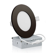 Cargar imagen en el visor de la galería, QPlus - Focos LED empotrables delgados de 4 pulgadas para ubicaciones secas y húmedas (borde negro)
