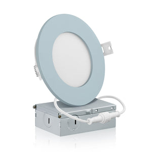 QPlus - Focos LED empotrables delgados de 4 pulgadas para ubicaciones secas y húmedas (borde negro)