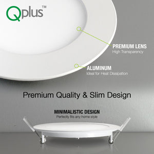 QPlus - Focos LED empotrables delgados de 4 pulgadas para ubicaciones secas y húmedas (borde negro)