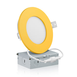 4 Inch Recessed LED Lighting, Slim, Single CCT, Yellow Trim