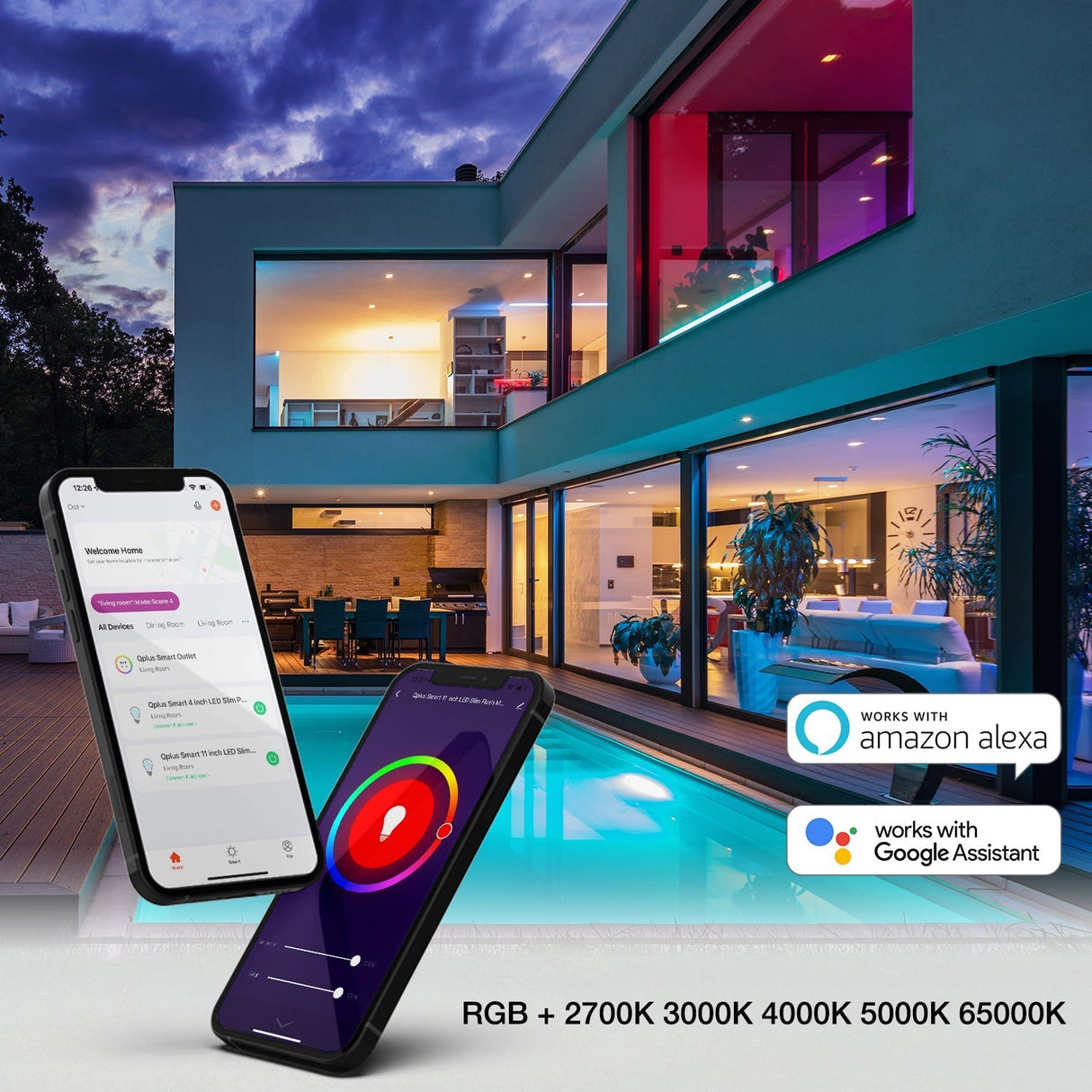 4 Inch Smart Recessed LED Lighting, Slim, WiFi-No Hub, RGB 16 Million Colors & Tunable White (2700K-6500K), Wet Rated, Works with Alexa & Google Assistant