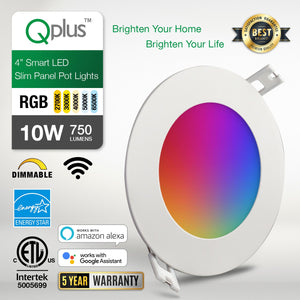 QPlus Smart Slim LED Pot Light de 4 pulgadas (WiFi - Sin concentrador) - RGB 16 millones de colores y blanco sintonizable 2700K a 6500K