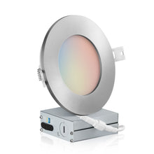 Load image into Gallery viewer, QPlus 4 Inch LED Recessed Slim Pot Light with the Metal Junction Box, 10W, 750LM, 4CCT (3000K/4000K/5000K/6500K) Color Changeable from the Wall Switch, Dimmable, Energy Star Certified, ETL Listed, IC-Rated, Wet Rated, 5 Year Warranty