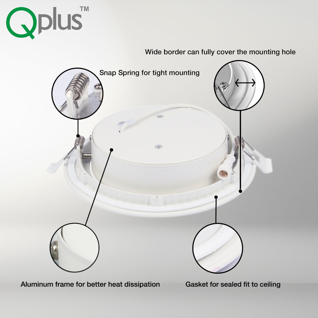 QPlus Luz LED empotrable Gimbal de 6 pulgadas con caja de conexiones de metal, 13 W, 1050 lm, CCT único, regulable, certificación Energy Star, certificación ETL, clasificación IC, ubicación húmeda, 5 años de garantía