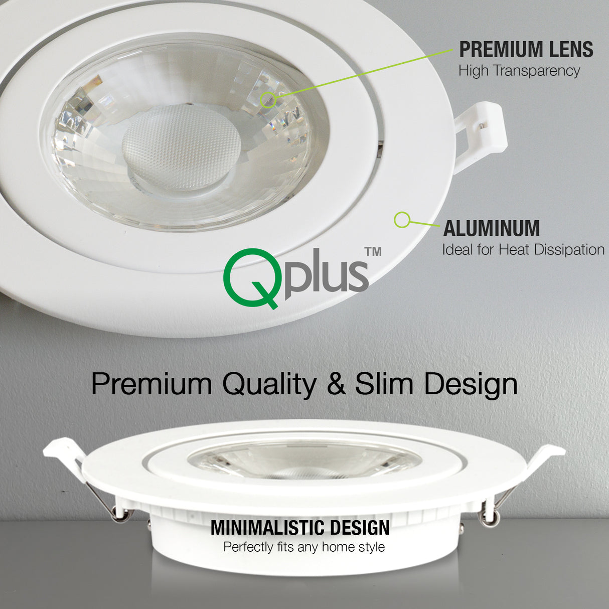 QPlus Luz LED empotrable Gimbal de 6 pulgadas con caja de conexiones de metal, 13 W, 1050 lm, CCT único, regulable, certificación Energy Star, certificación ETL, clasificación IC, ubicación húmeda, 5 años de garantía