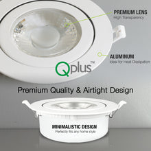 Load image into Gallery viewer, QPlus 6 Inch Airtight Gimbal LED Recessed Pot Light with the Metal Junction Box, 13W, 1050LM, Single CCT, Dimmable, Energy Star Certified, ETL Listed, IC-Rated, Damp Location, 5 Year Warranty