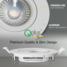 Load image into Gallery viewer, QPlus 4 Inch Gimbal LED Recessed Pot Light with the Metal Junction Box, Narrow Gap, 10W, 750LM, 4CCT(3000K/4000K/5000K/6500K) Color Changeable from the Wall Switch, Dimmable, Energy Star Certified, ETL Listed, IC-Rated, Wet Rated, 5 Year Warranty