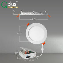Load image into Gallery viewer, QPlus 6 Inch Airtight LED Recessed Slim Pot light with the Metal Junction Box, 13W, 1050LM, 4CCT(3000K/4000K/5000K/6500K) Color Changeable from the Wall Switch, Dimmable, Energy Star Certified, ETL Listed, IC-Rated, Wet Rated, 5 Year Warranty, White