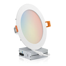 Load image into Gallery viewer, QPlus 6 Inch Airtight LED Recessed Slim Pot light with the Metal Junction Box, 13W, 1050LM, 4CCT(3000K/4000K/5000K/6500K) Color Changeable from the Wall Switch, Dimmable, Energy Star Certified, ETL Listed, IC-Rated, Wet Rated, 5 Year Warranty, White