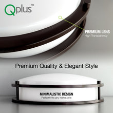 Cargar imagen en el visor de la galería, QPlus Luz de techo LED de montaje empotrado de 14 pulgadas, doble anillo 18 vatios 1750 lm, regulable en humedad 
