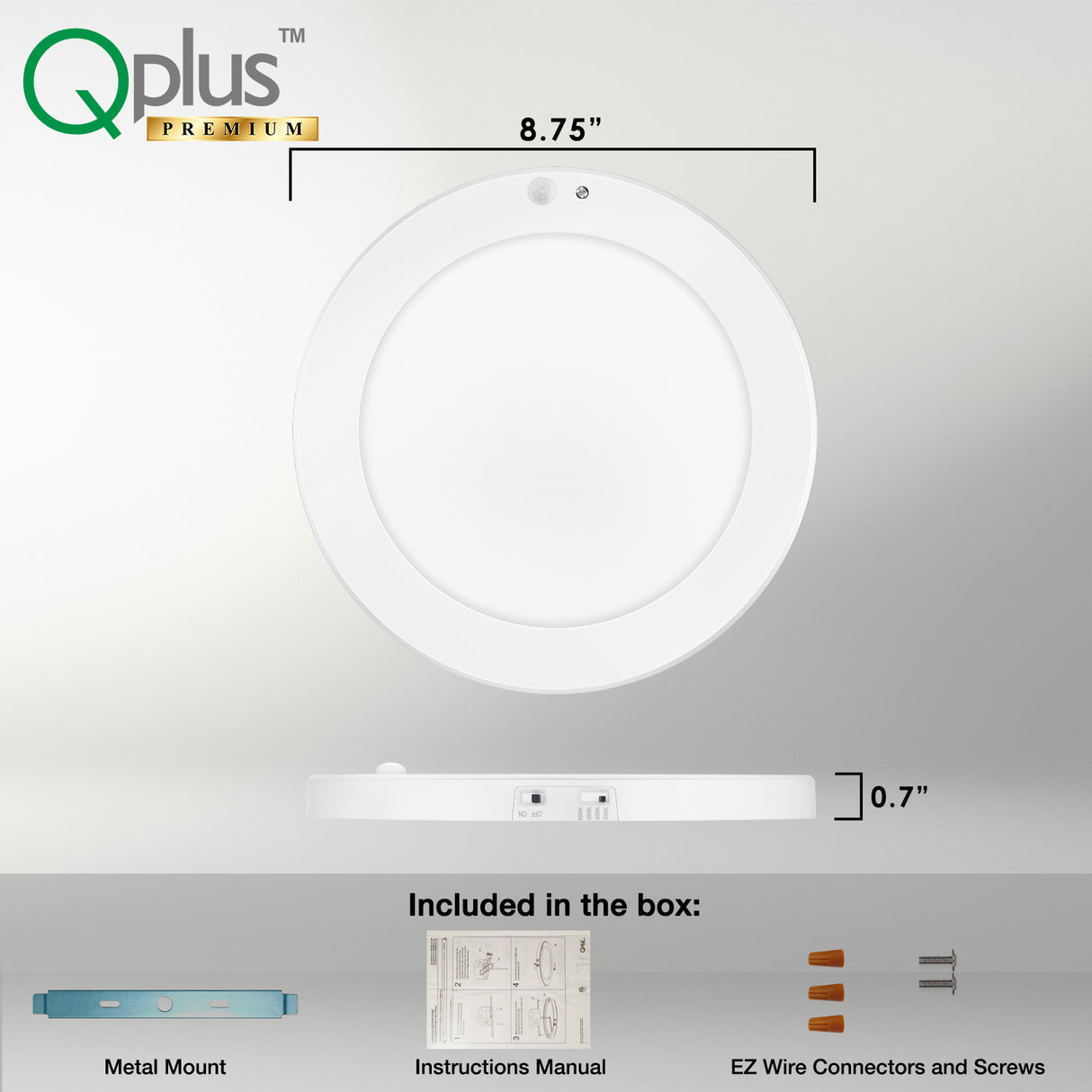 QPlus 9 pulgadas 4CCT ajustable temperatura multicolor LED sensor de movimiento montaje empotrado 16W (blanco, plata y bronce) 