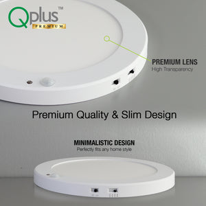 QPlus 9 Inch 4CCT Adjustable Multi Color Temperature LED Motion Sensor Flush Mount 16W (White, Silver & Bronze)