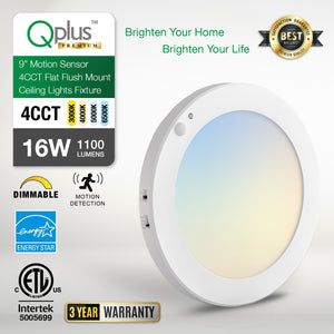 QPlus 9 pulgadas 4CCT ajustable temperatura multicolor LED sensor de movimiento montaje empotrado 16W (blanco, plata y bronce) 