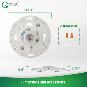 QPlus LED Circular Module Panel, Replacement Light, 4.1 Inch, 12W, 800LM, 1CCT(3000K/4000K/5000K), Dimmable, Energy Star Certified, ETL Listed, 5 Year Warranty