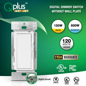 QPlus Premium 3Way 2nd Generation Dimmer Switch - cUL & FCC Certified (Digital Circuit)