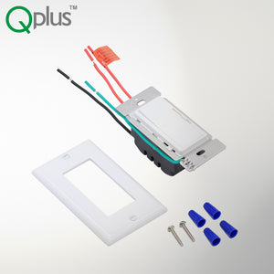 QPlus LED 3 Way Dimmer Switch with Wall Plate - cUL & FCC Certified