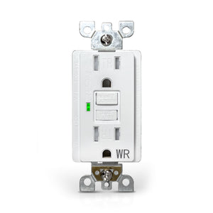 QPlus 15Amp Tamper & Water Resistant GFCI Receptacle Outlet with LED Indicator 1875W - UL Listed