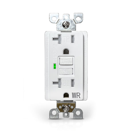 QPlus 20Amp Tamper & Water Resistant GFCI Receptacle Outlet with LED Indicator 2500W - UL Listed