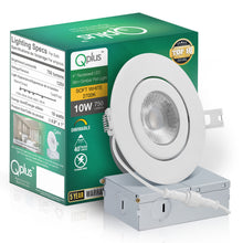 Load image into Gallery viewer, QPlus 4 Inch Gimbal LED Recessed Pot Light with the Metal Junction Box, 10W, 750LM, Single CCT, Dimmable, Energy Star Certified, ETL Listed, IC-Rated,  Damp Location, 5 Year Warranty