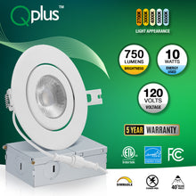 Load image into Gallery viewer, QPlus 4&quot; LED Recessed Gimbal Pot Light 10W, 750LM, Single CCT 