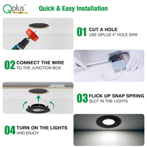 QPlus - Luz hermética para potenciómetro de cardán de 4 pulgadas - Luz LED empotrable giratoria y regulable - Temperatura de varios colores (cambio de color)