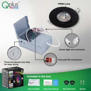 QPlus Smart Slim LED Pot Light de 4 pulgadas (WiFi - Sin concentrador) - RGB 16 millones de colores y blanco sintonizable 2700K a 6500K