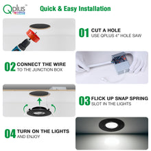 Load image into Gallery viewer, QPlus 4 Inch Smart Gimbal LED Recessed Pot Light with the Metal Junction Box, Narrow Gap, 10W, 750LM, RGB 16 Million Colors &amp; Tunable 2700K to 6500K, Energy Star Certified, ETL Listed, IC-Rated, Wet Rated, 5 Year Warranty