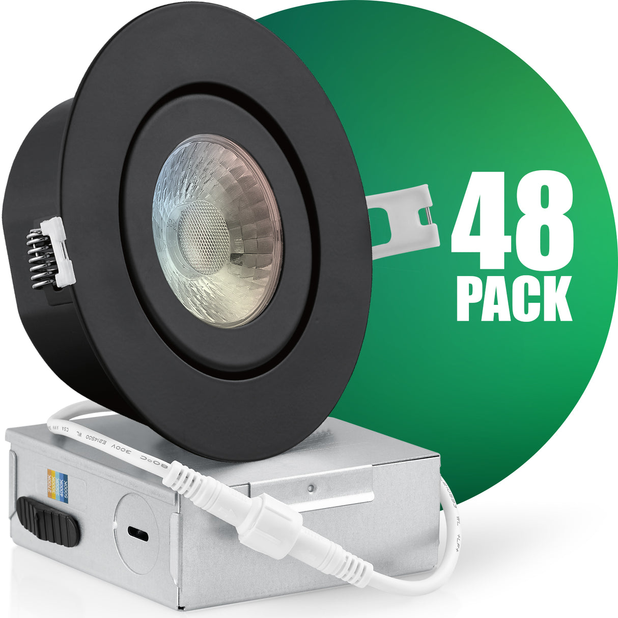 4 Inch Airtight Recessed LED Lighting, Gimbal, 5CCT Color Selectable, Wet Rated