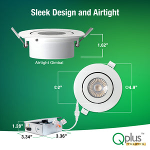 4 Inch Airtight Recessed LED Lighting, Gimbal, 5CCT Color Selectable, Wet Rated