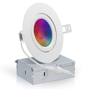 QPlus Smart Slim LED Pot Light de 4 pulgadas (WiFi - Sin concentrador) - RGB 16 millones de colores y blanco sintonizable 2700K a 6500K