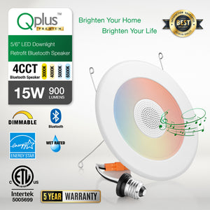 QPlus 5/6 pulgadas LED Downlight Retrofit Altavoz Bluetooth