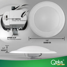 Load image into Gallery viewer, QPlus 7.5 Inch 4CS and 5CCT Color Changing LED Dimmable Ceiling Disk Light 15W/1050 Lumens