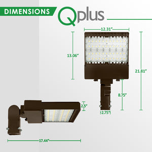 QPlus LED Estacionamiento Caja de zapatos Luminaria para poste Luz blanca de día 5000K en 150W, 300W y 400W