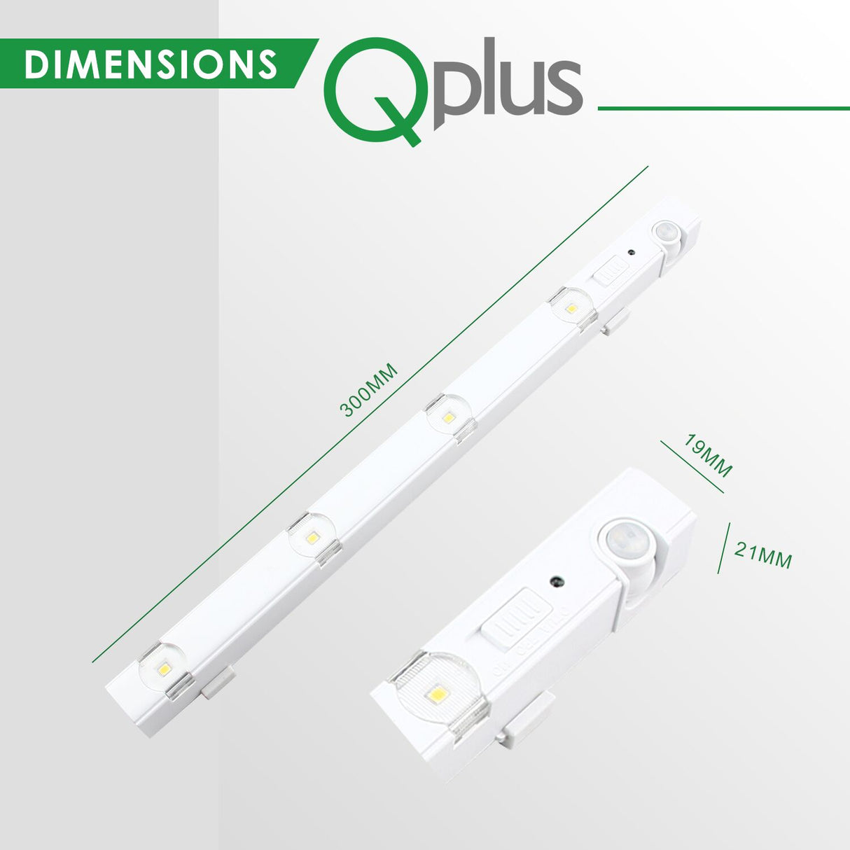 Sensor de movimiento LED QPlus debajo del gabinete/barras de luz para armario (3000K y 4000K) Juego de 3