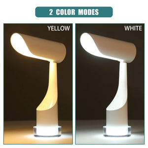 Lámpara de mesa cilíndrica recargable QPlus para sala de estudio - 2 modos de color y base de luz colorida