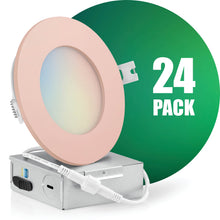 Load image into Gallery viewer, QPlus 4 Inch LED Recessed Slim Pot Light with the Metal Junction Box, 10W, 750LM, 4CCT (3000K/4000K/5000K/6500K) Color Changeable from the Wall Switch, Dimmable, Energy Star Certified, ETL Listed, IC-Rated, Wet Rated, 5 Year Warranty